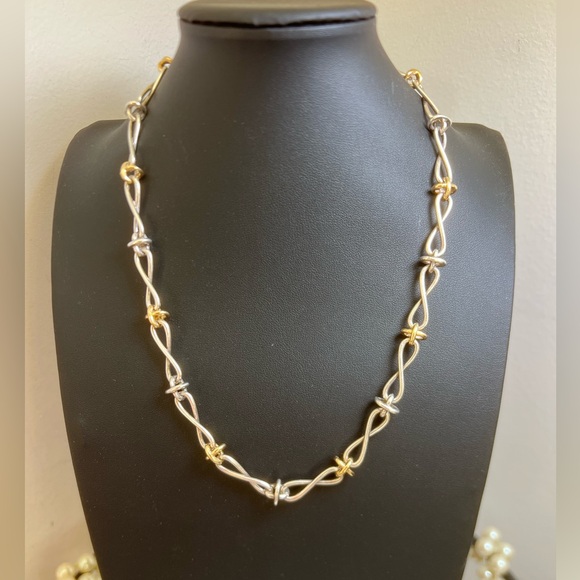 Tiffany & Co. Paloma Picasso Twist Link X 925 & 18KT Gold Necklace 19” B9